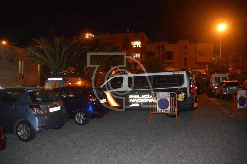 Vehículo de la Policía Nacional, el pasado sábado en Melenara (Foto TA)